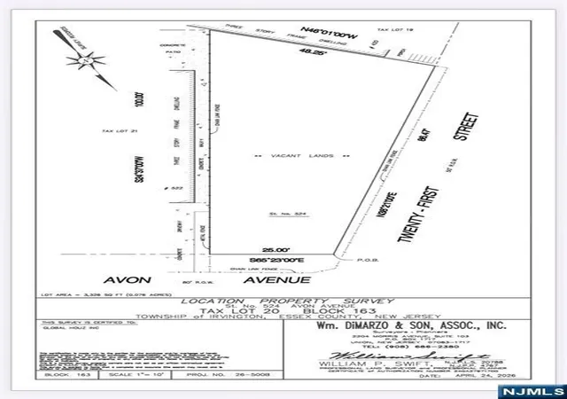 Photo 1 of Land for sale at 524 Avon Ave, Irvington, NJ 07111 | MLS# 26020304 | Listing updated on 2026-07-16