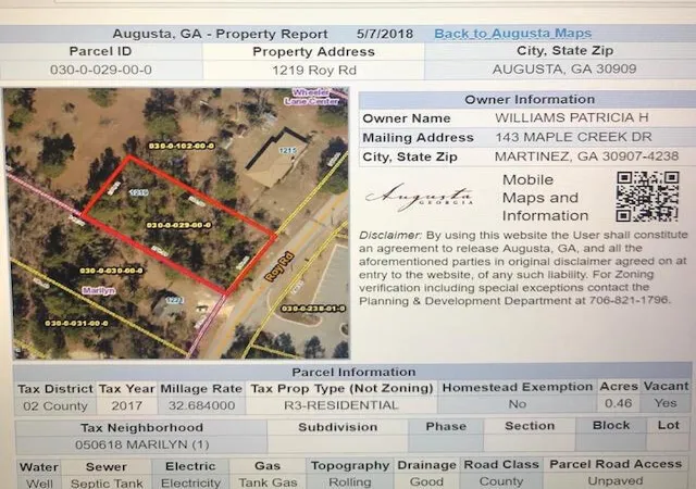 Land for sale at 1219 Roy Rd, Augusta, GA 30909 | MLS# 100597931