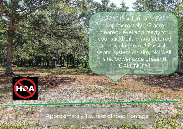 Photo 3 of Land for sale at 2240 Gordon Ln Sw, Supply, NC 28462 | MLS# 100599107 | Listing updated on 2026-09-24