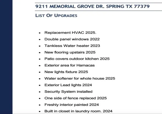 Photo 4 of Single family home for sale at 9211 Memorial Grv Dr, Spring, TX 77379 | MLS# 9009284 | Listing updated on 2026-09-19