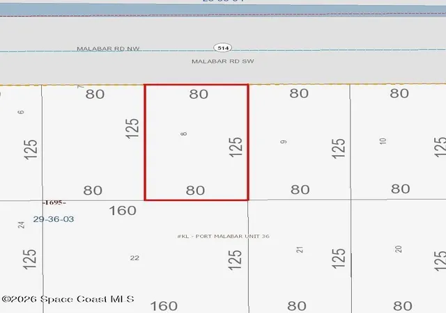 Photo 2 of Land for sale at 1242 Malabar Rd Sw, Palm Bay, FL 32907 | MLS# 1082738 | Listing updated on 2026-07-16