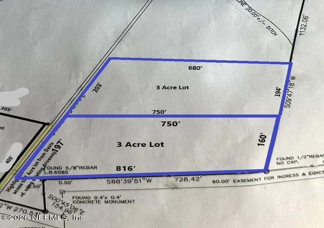 Photo 4 of Land for sale at 56585 Davis Rd, Callahan, FL 32011 | MLS# 2157044 | Listing updated on 2026-09-07