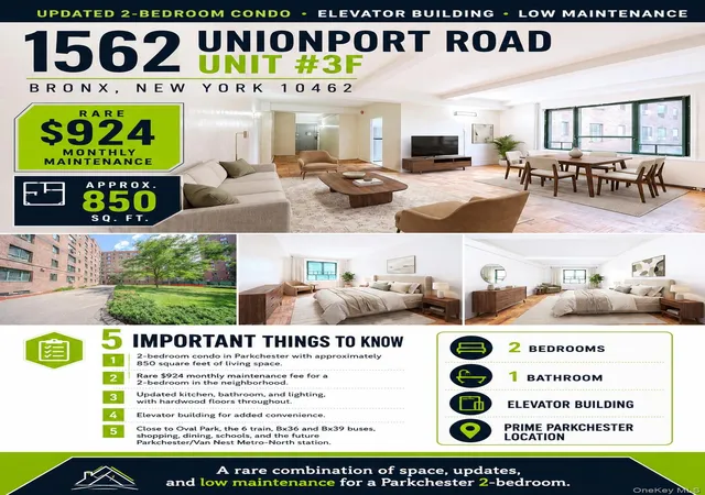 Photo 1 of Condo for sale at 1562 Unionport Rd #3F, New York, NY 10462 | MLS# 1032136 | Listing updated on 2026-09-17