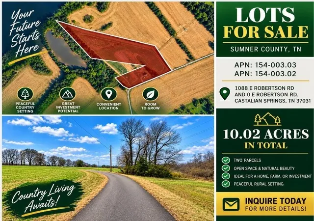 Land for sale at 1088 E Robertson Rd, Castalian Springs, TN 37031 | MLS# 3593876