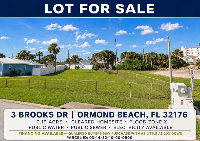 Photo 1 of Land for sale at 3 Brooks Dr, Ormond Beach, FL 32176 | MLS# TB8530605 | Listing updated on 2026-09-23