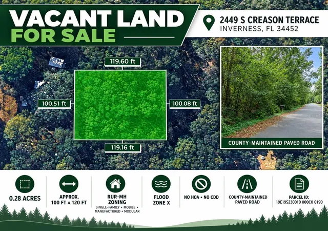 Land for sale at 2449 S Creason Ter, INVERNESS, FL 34452 | MLS# TB8552513
