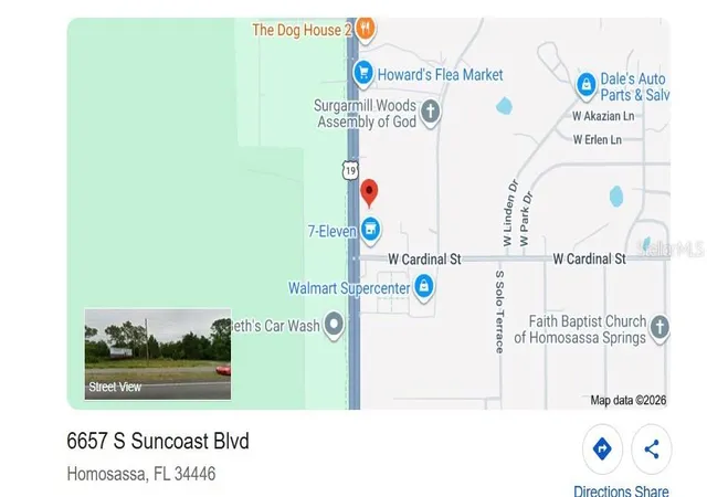 Photo 2 of Land for sale at 6657 S Suncoast Blvd, Homosassa, FL 34446 | MLS# TB8553240 | Listing updated on 2026-10-01