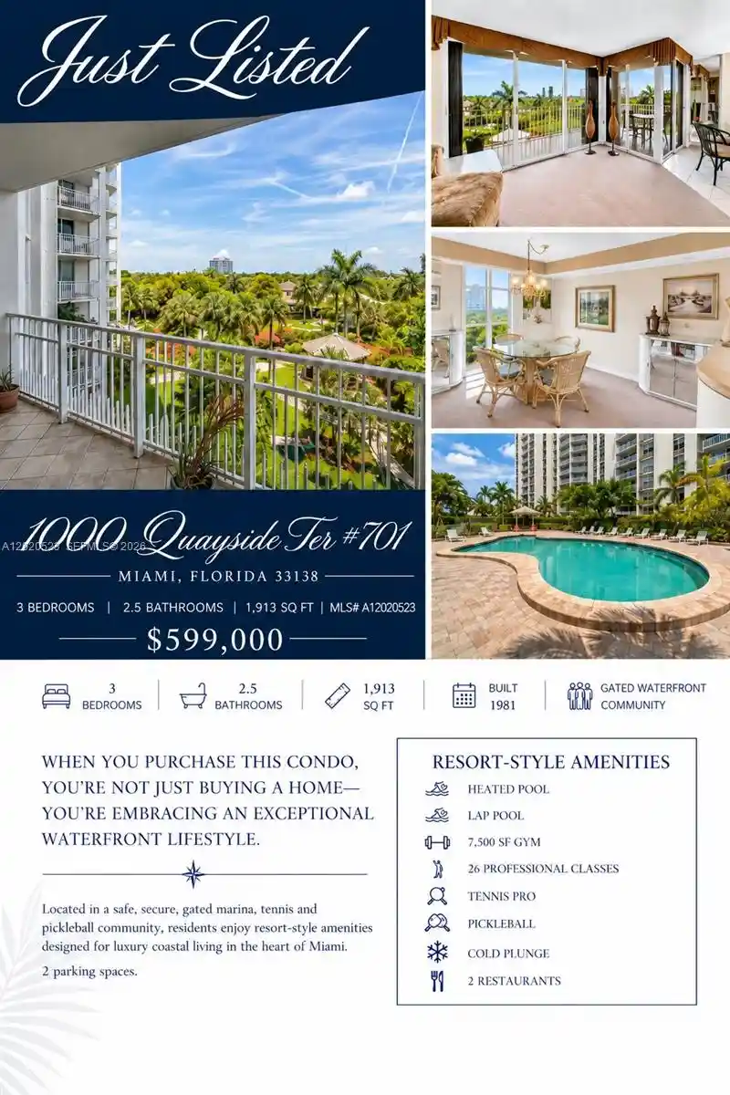 Photo 1 of Condo for sale at 1000 Quayside Ter #701, Miami, FL 33138 | MLS# A12020523 | Listing updated on 2026-10-23