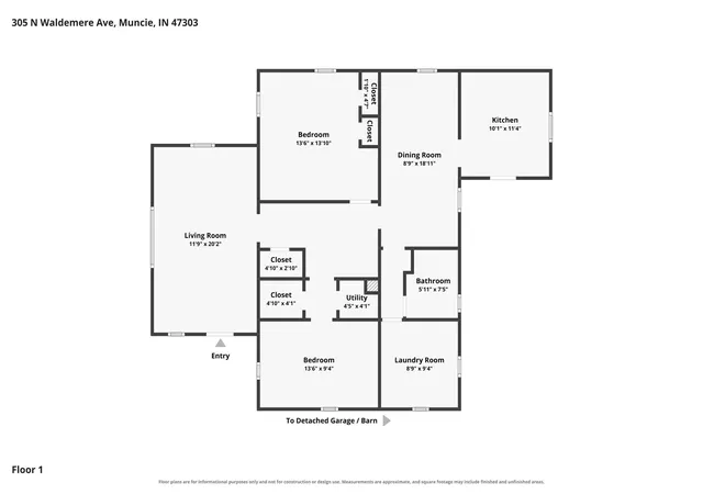 Photo 3 of Manufactured On Land at 305 N Waldemere Ave, Muncie, IN 47303 | MLS# 202634590 | | Sold on 2026-10-09