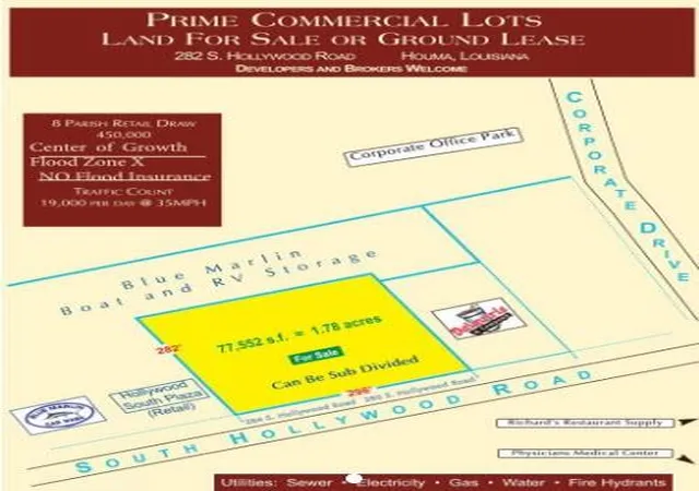 Photo 1 of Land for sale at 284 S Hollywood Rd, Houma, LA 70360 | MLS# 2432750 | Listing updated on 2026-07-27
