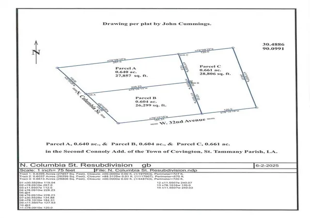 Photo 2 of Land for sale at 1218 N Columbia St, Covington, LA 70433 | MLS# 2535845 | Listing updated on 2026-01-31