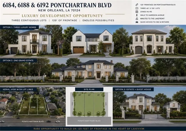 Photo 1 of Land for sale at 6192 Pontchartrain Blvd, New Orleans, LA 70124 | MLS# 2555409 | Listing updated on 2026-07-23