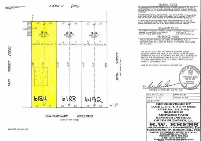 Photo 2 of Land for sale at 6184 Pontchartrain Blvd, New Orleans, LA 70124 | MLS# 2555413 | Listing updated on 2026-07-23