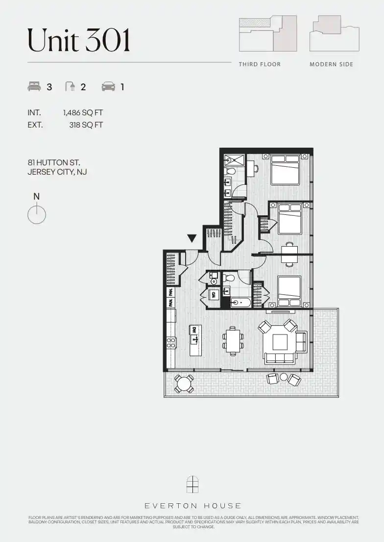 Photo 2 of Sale Pending at 81 83 Hutton St #302, Jersey City, NJ 07307 | MLS# 260003218 | Listing updated on 2026-02-25
