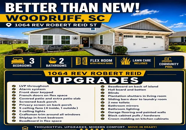 Photo 4 of Single family home for sale at 1064 Rev Robert Reid St, Woodruff, SC 29388 | MLS# SPN340082 | Listing updated on 2026-09-03