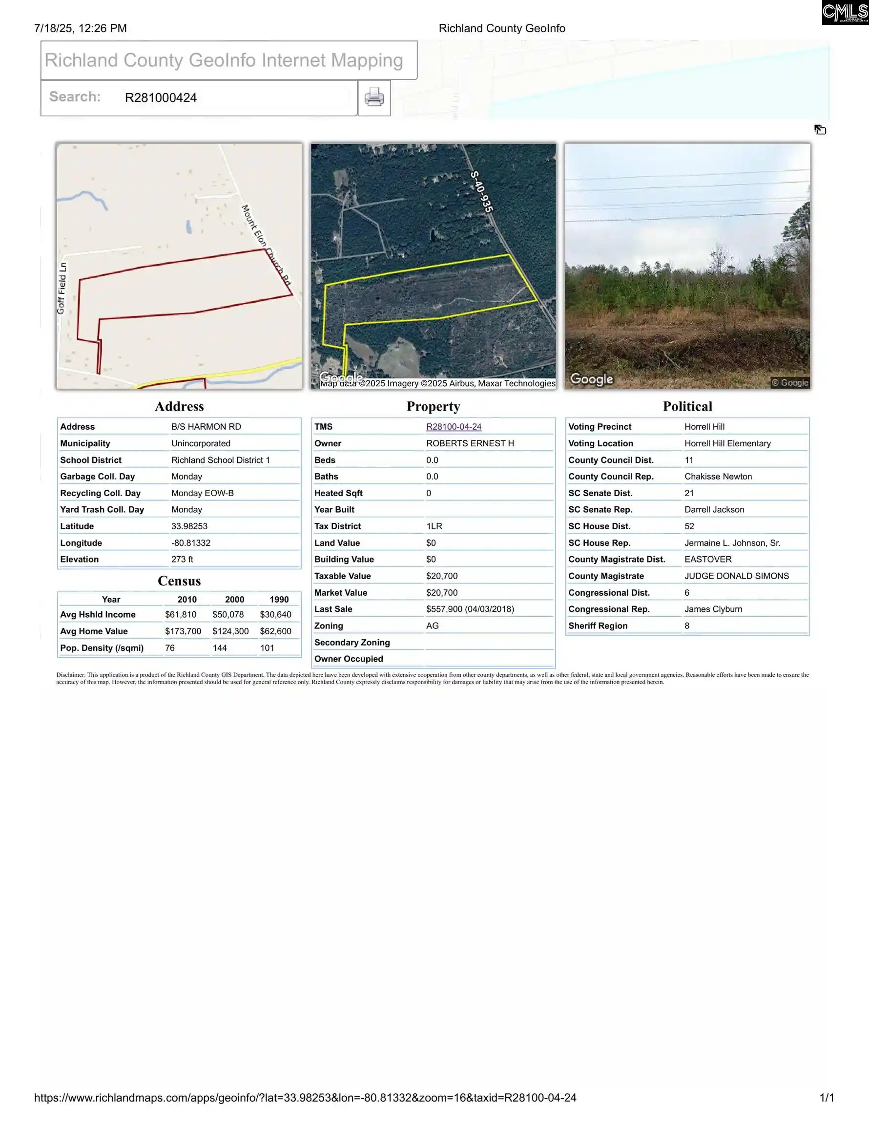 1st image of Tbd Mt Elon Churc, Hopkins, SC 29061 | MLS# 613406