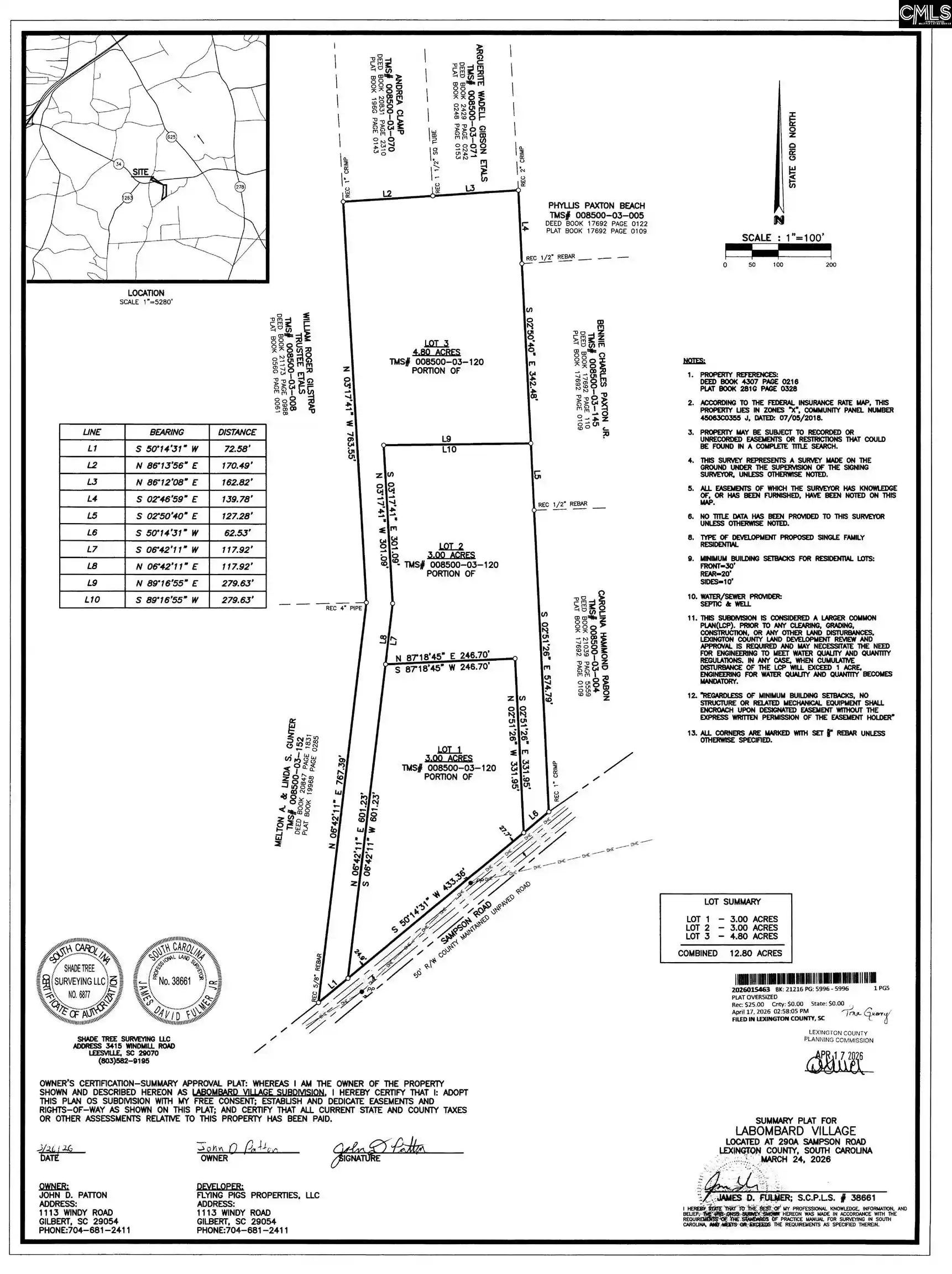 Photo 2 of Land for sale at Tbd Sampson, Gilbert, SC 29054 | MLS# 643640 | Listing updated on 2026-09-24