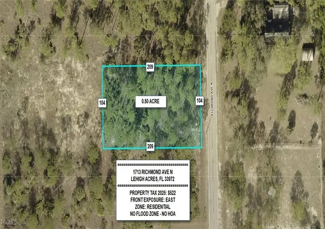 Photo 1 of Land for sale at 1713 Richmond Ave N, Lehigh Acres, FL 33972 | MLS# 2025021805 | Listing updated on 2026-05-27