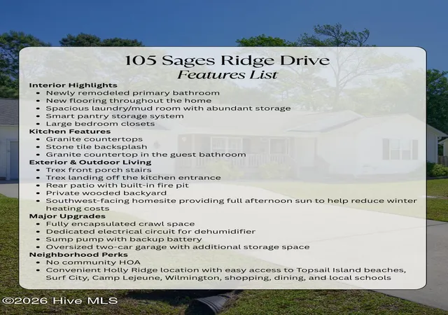 2nd image of 105 Sages Ridge Dr, Holly Ridge, NC 28445 | MLS# 100588108