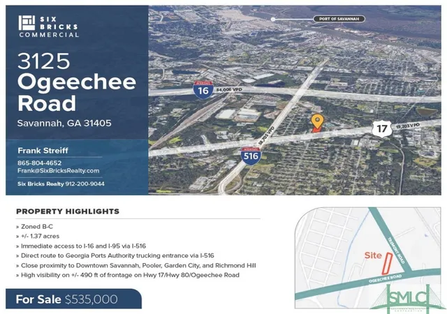 Photo 1 of Land for sale at 3125 Ogeechee Rd, Savannah, GA 31405 | MLS# SA327405 | Listing updated on 2026-07-07