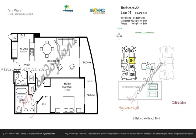Photo 2 of Condo for sale at 1745 E Hallandale Beach Blvd #2304W, Hallandale Beach, FL 33009 | MLS# A12026758 | Listing updated on 2026-10-04