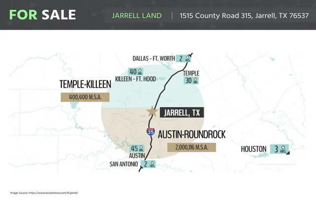 Photo 4 of Land for sale at 1515 County Rd 315, Jarrell, TX 76537 | MLS# 8652705 | Listing updated on 2026-10-21