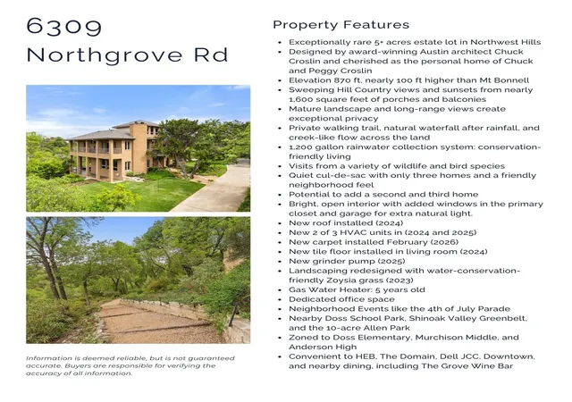 Photo 2 of Sale Pending at 6309 Northgrove Rd, Austin, TX 78731 | MLS# 4529372 | Listing updated on 2026-08-03