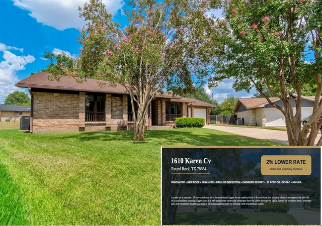 Photo 1 of Single family home for sale at 1610 Karen Cv, Round Rock, TX 78664 | MLS# 6421659 | Listing updated on 2026-09-25