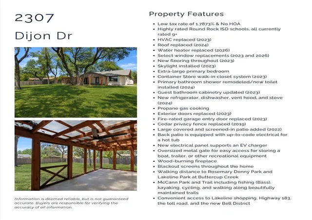 2nd image of 2307 Dijon Dr, Cedar Park, TX 78613 | MLS# 2916735