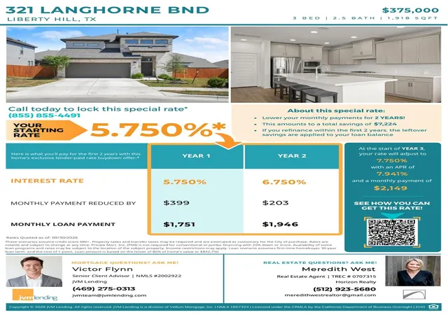 Photo 3 of Single family home for sale at 321 Langhorne Bnd, Liberty Hill, TX 78642 | MLS# 3316736 | Listing updated on 2026-10-06