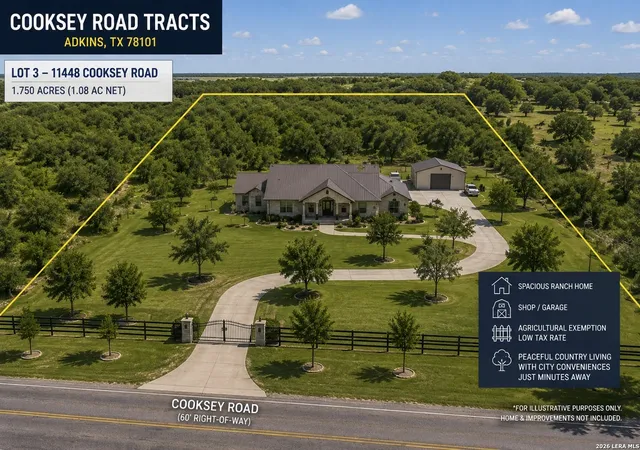 Photo 2 of Land for sale at 11412 Cooksey Rd, Adkins, TX 78101 | MLS# 1995533 | Listing updated on 2026-07-07