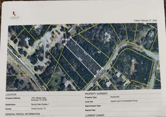 Photo 3 of Land for sale at 1071 Hillside Oaks, Bulverde, TX 78163 | MLS# 2008672 | Listing updated on 2026-08-25
