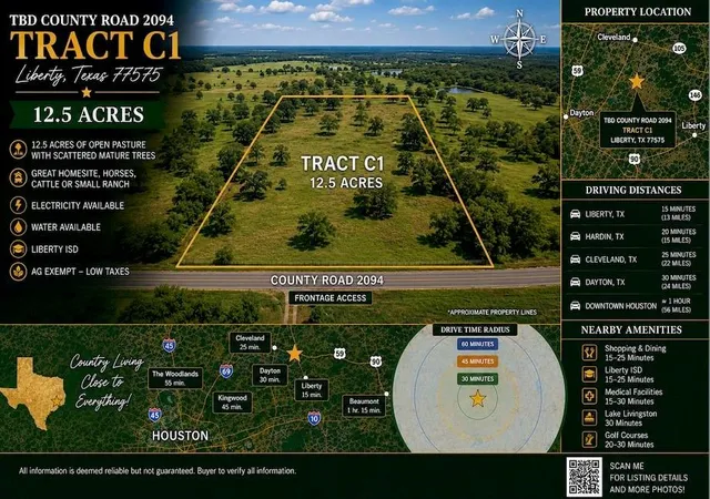 Photo 1 of Land for sale at 2089 County Rd 2094, Liberty, TX 77575 | MLS# 90332402 | Listing updated on 2026-08-18
