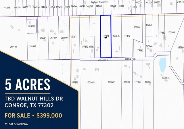 Photo 1 of Land for sale at Tbd Walnut Hills Dr, Conroe, TX 77302 | MLS# 58780947 | Listing updated on 2026-08-03
