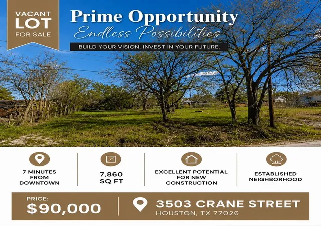 Photo 1 of Land for sale at 3503 Crane St, Houston, TX 77026 | MLS# 97987337 | Listing updated on 2026-09-01