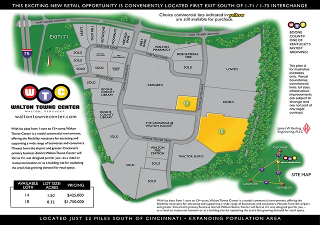 Photo 1 of Land for sale at 12401 Towne Center Dr, Walton, KY 41094 | MLS# 625219 | Listing updated on 2026-07-29