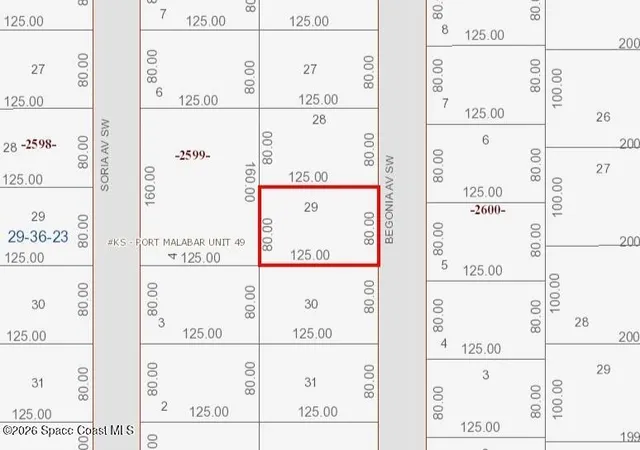 Photo 2 of Land for sale at 2178 Begonia Ave SW, Palm Bay, FL 32908 | MLS# 1073636 | Listing updated on 2026-09-16