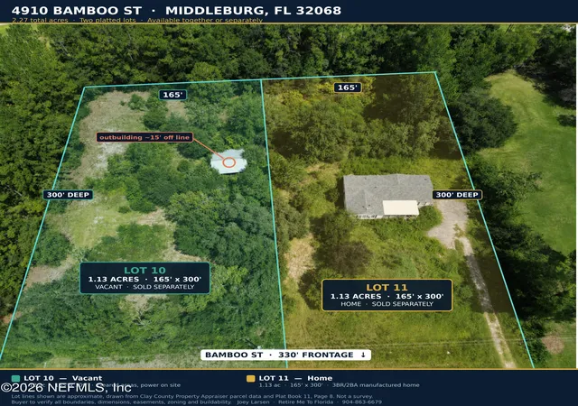 Photo 3 of Land for sale at 4912 Bamboo St, Middleburg, FL 32068 | MLS# 2162544 | Listing updated on 2026-08-29