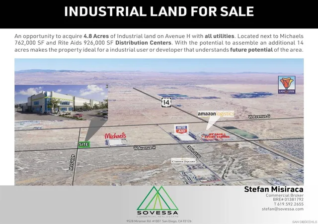 Photo 1 of Land for sale at 3995 W Avenue H, Lancaster, CA 93536 | MLS# 250039859SD | Listing updated on 2026-03-30