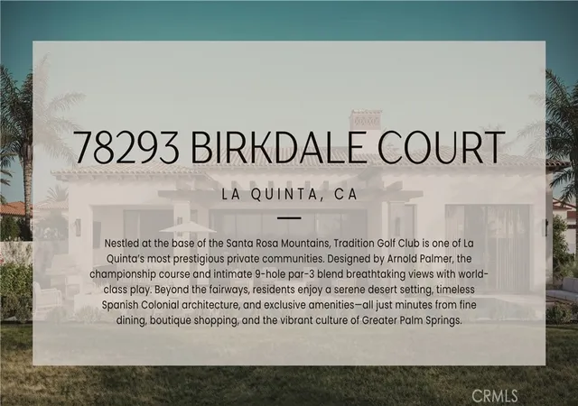 Photo 2 of Sale Pending at 78293 Birkdale, La Quinta, CA 92253 | MLS# CV25255616 | Listing updated on 2026-10-01