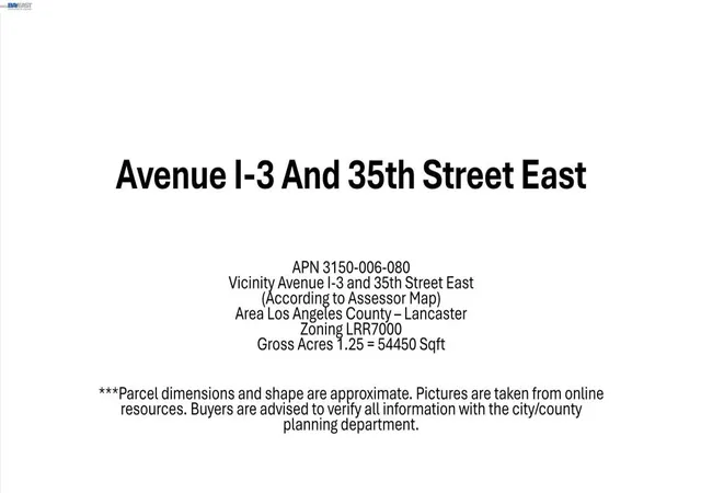 Photo 2 of Land for sale at Ave I 3 And 35th St E, Lancaster, CA 93534 | MLS# 41134448 | Listing updated on 2026-06-18