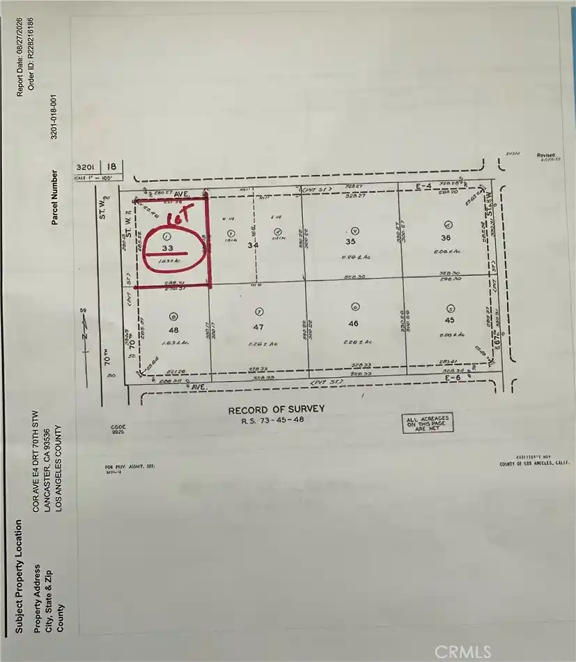 Photo 1 of Land for sale at 0 Cor Ave E4 Drt 70th Stw, Lancaster, CA 93536 | MLS# IV26194729 | Listing updated on 2026-10-21