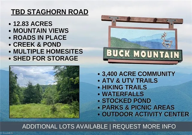 Photo 1 of Land for sale at Tbd Staghorn Rd, Purlear, NC 28665 | MLS# 1208300 | Listing updated on 2026-02-04