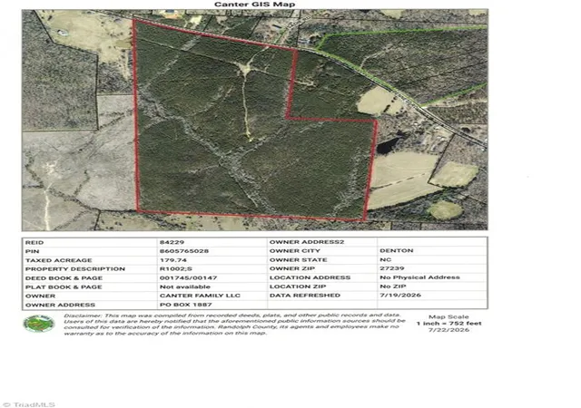 Photo 2 of Land for sale at 5600 Bennett Rd, Seagrove, NC 27341 | MLS# 1228591 | Listing updated on 2026-07-22
