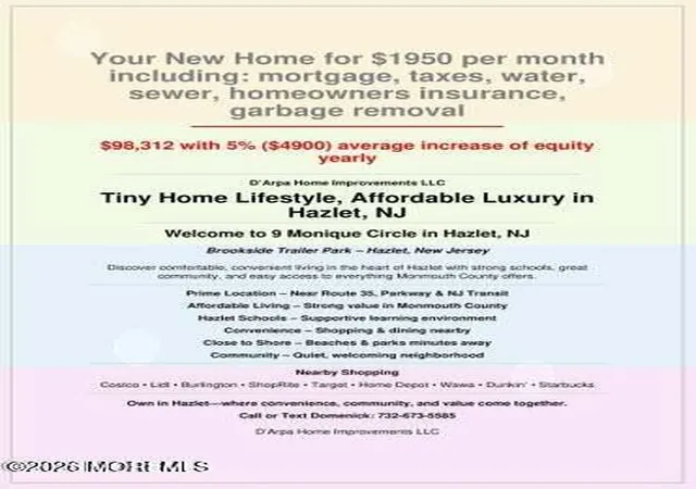 Photo 4 of Manufactured home for sale at 9 Monique Cir, Cliffwood, NJ 07721 | MLS# 22616458 | Listing updated on 2026-10-29
