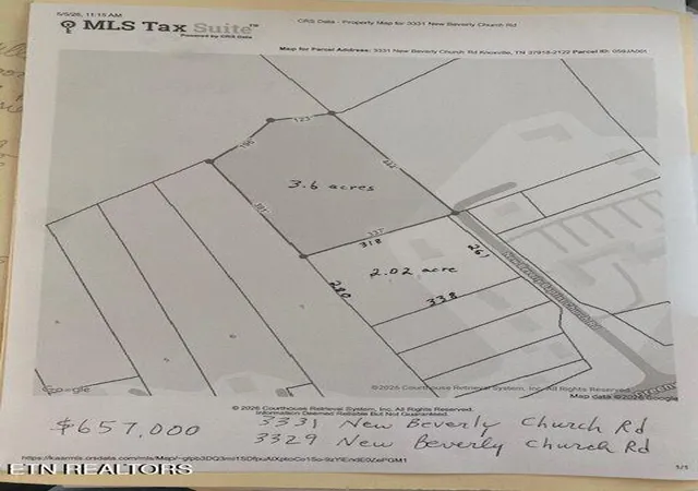 Photo 2 of Land for sale at 3331 New Beverly Church Rd, Knoxville, TN 37918 | MLS# 1340173 | Listing updated on 2026-08-28