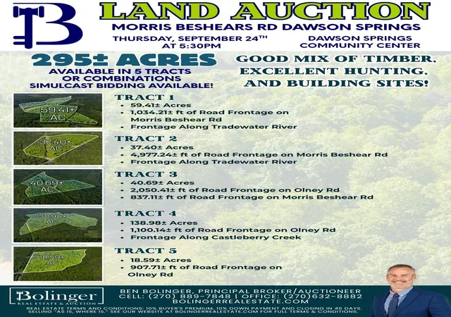 Photo 1 of Land for sale at 605 Morris Beshear Rd, Dawson Springs, KY 42408 | MLS# 3523692 | Listing updated on 2026-08-24