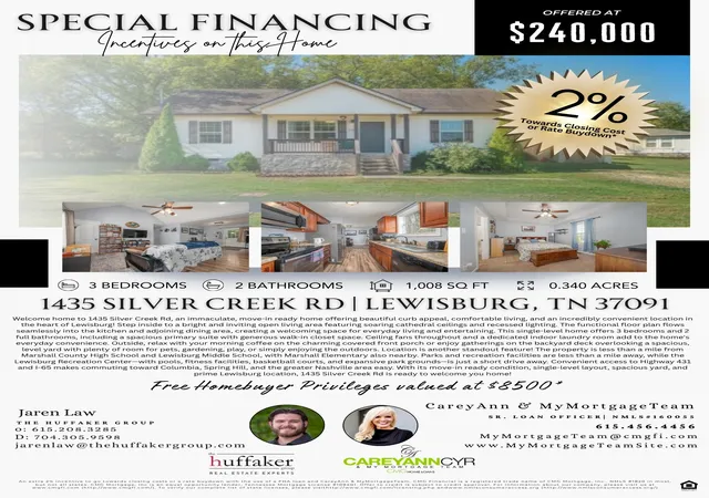 Photo 3 of Single family home for sale at 1435 Silver Crk Rd, Lewisburg, TN 37091 | MLS# 3592891 | Listing updated on 2026-10-08