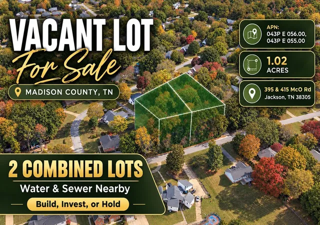 Photo 1 of Land for sale at 395 Mco Rd, Jackson, TN 38305 | MLS# 3612639 | Listing updated on 2026-10-07