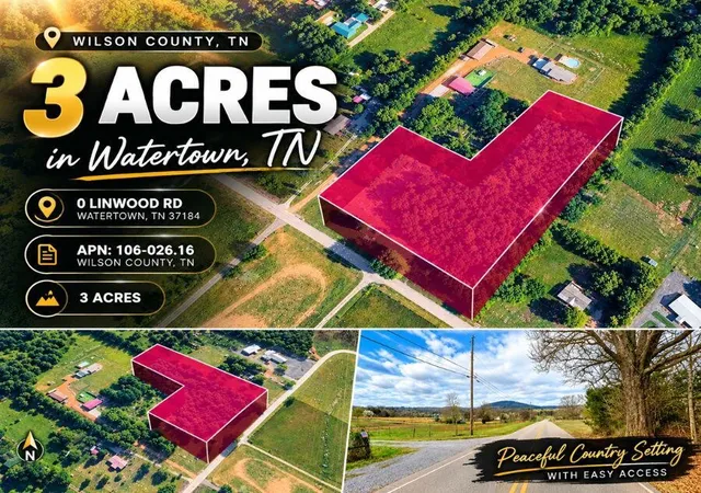 Photo 1 of Land for sale at 3151 Linwood Rd, Watertown, TN 37184 | MLS# 3612892 | Listing updated on 2026-10-07